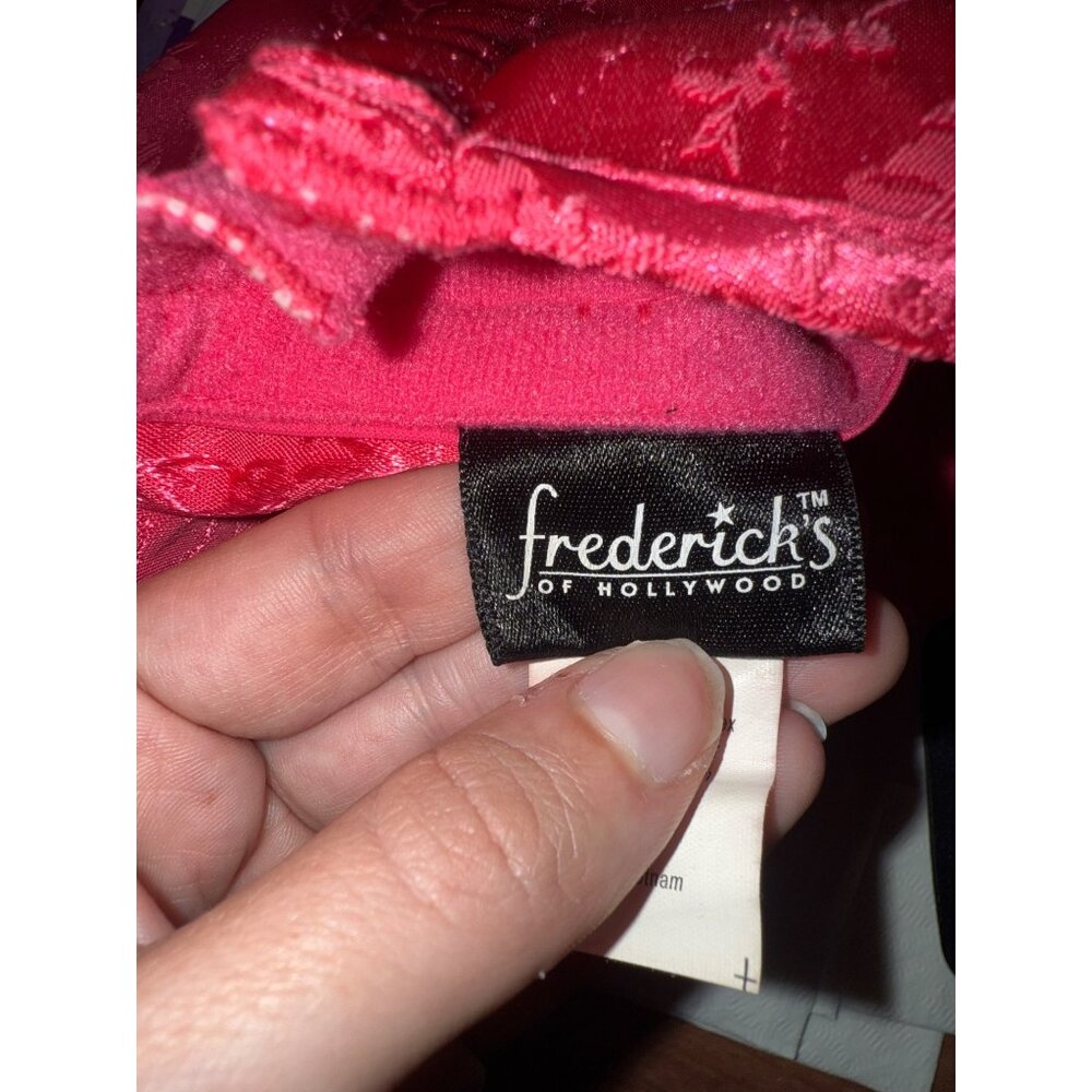 Pink & Black Fredricks of Hollywood M Lace Floral Corset Top - Picture 9 of 9